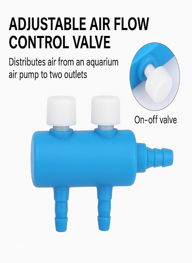 VAYINATO® 2 Way Aquarium Air Pump Plastic Splitter (Blue) Dual Outlet Air Flow Control Valve | Durable Plastic Fish Tank Air Distributor Connector - Image 3